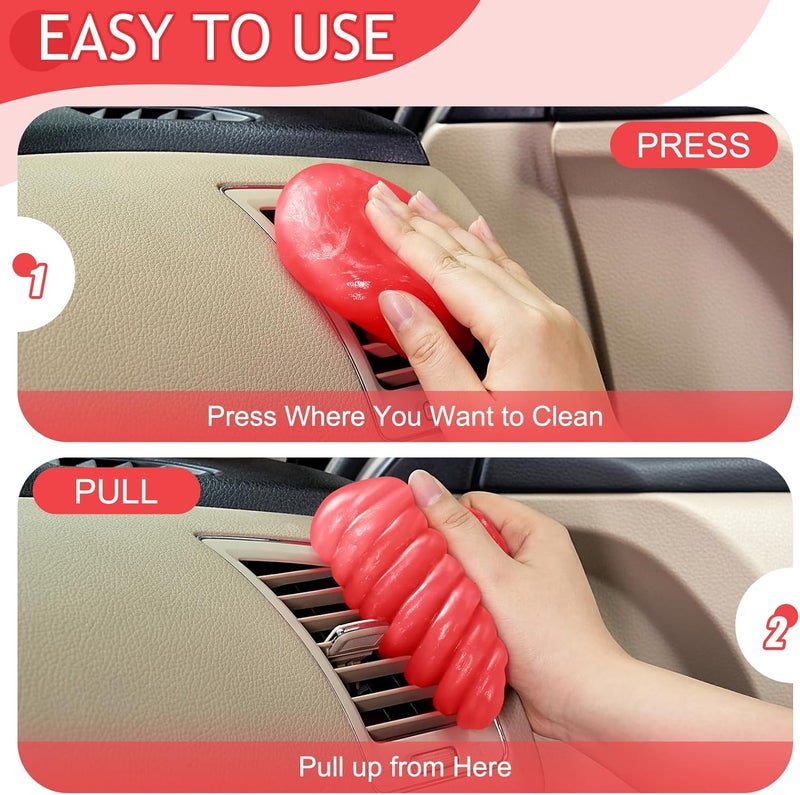 TeSabMi Car Cleaning Gel Car Cleaning Putty Car Putty Car Interior Cleaner Car Slime Car Detailing Kit Car Accessories Gifts for Men Women Stocking Stuffers Red - Image 4